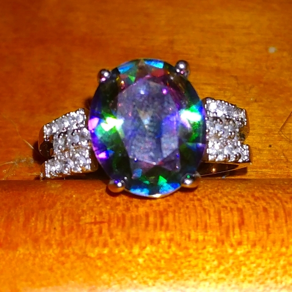 None Jewelry - Rainbow topaz .925 solid sterling silver ring sz 8